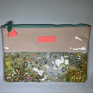 Benefit Beige and Glitter Cosmetic Bag